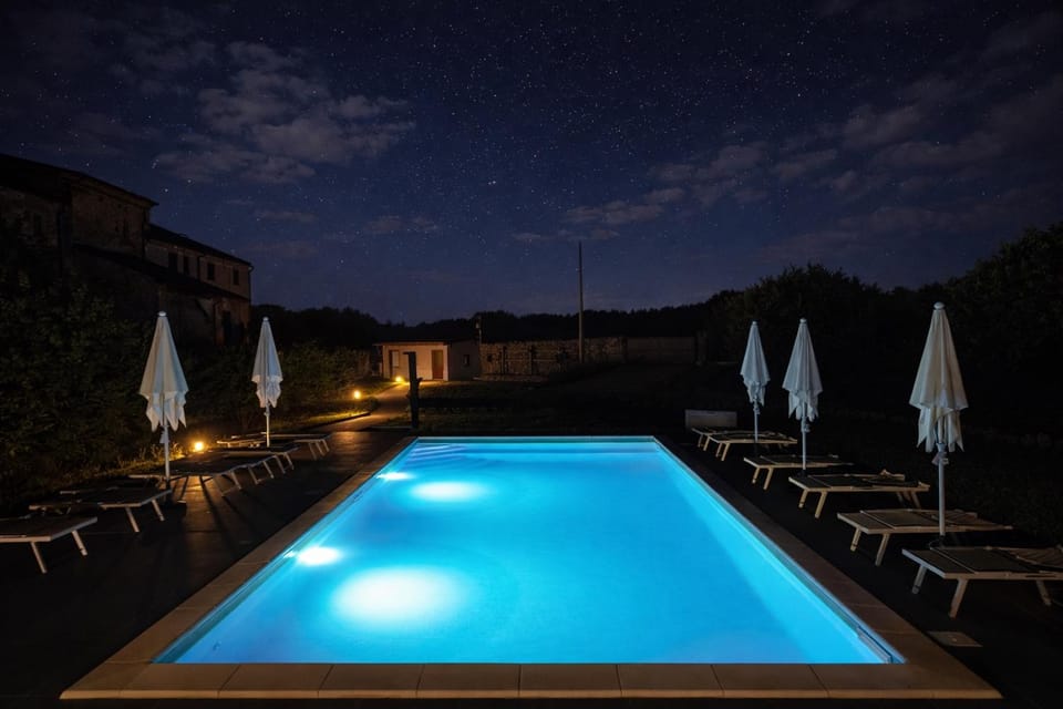 Night, Pool view, Swimming pool