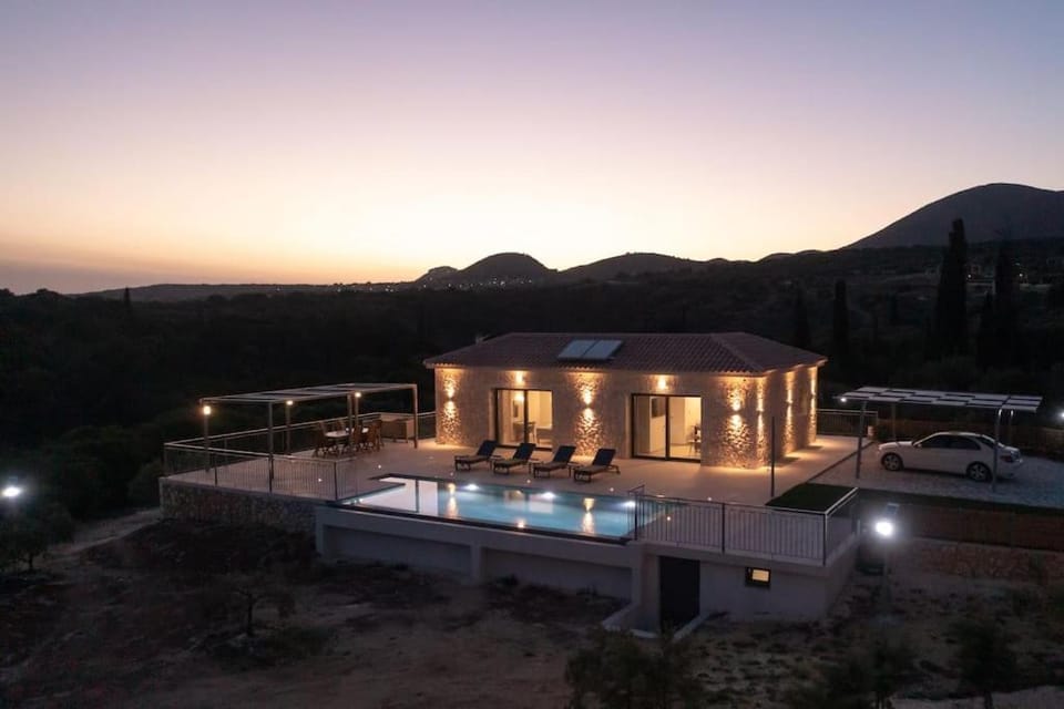 Night, Pool view, Swimming pool, Sunset, sunbed