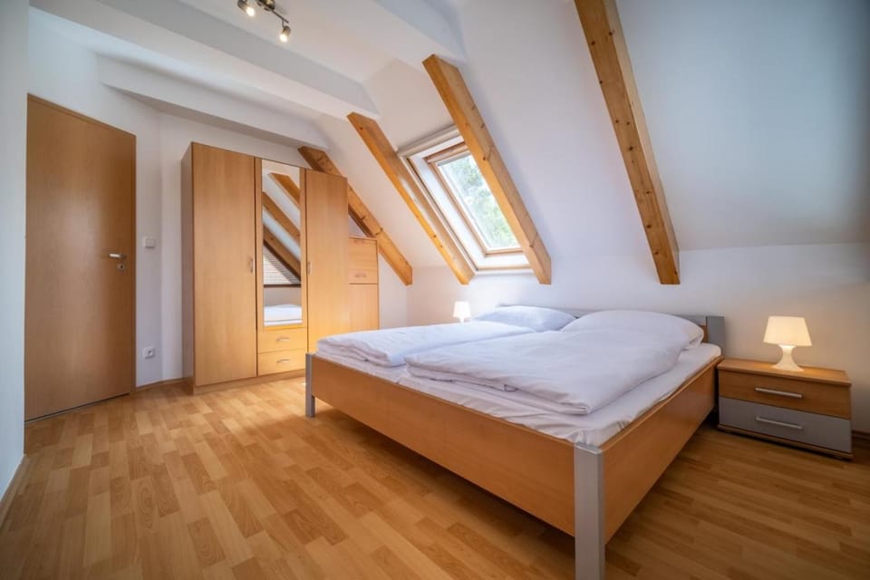 Bed, Photo of the whole room, Bedroom, towels, wardrobe