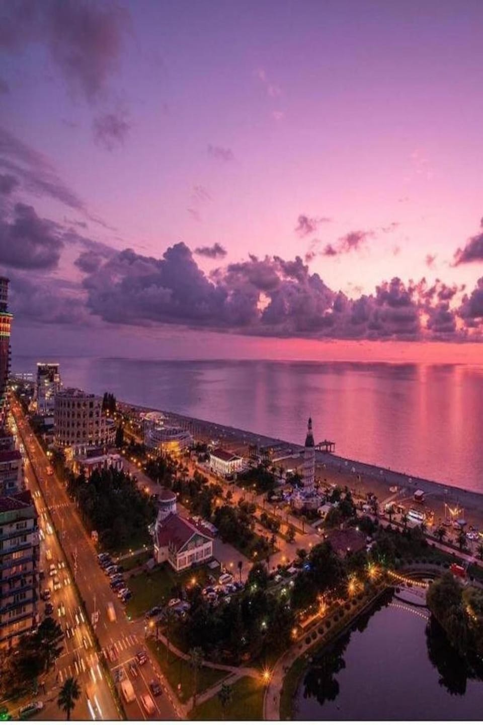 Nearby landmark, Night, Natural landscape, Bird's eye view, Beach, City view, Sea view, Sunrise, Sunset
