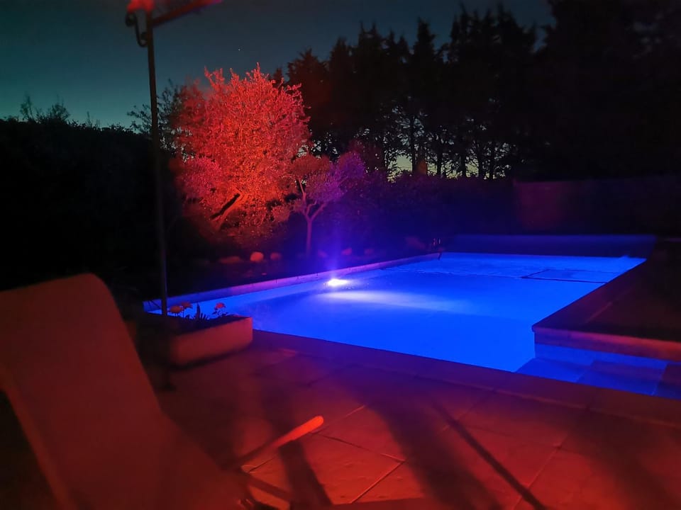 Night, Pool view, Swimming pool