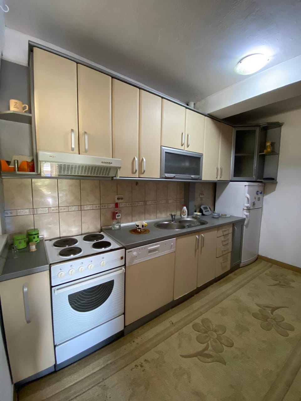 Kitchen or kitchenette, dishwasher, oven, stove