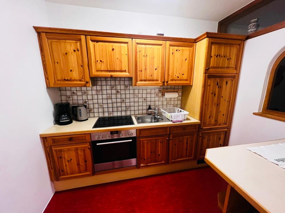 Kitchen or kitchenette, stove