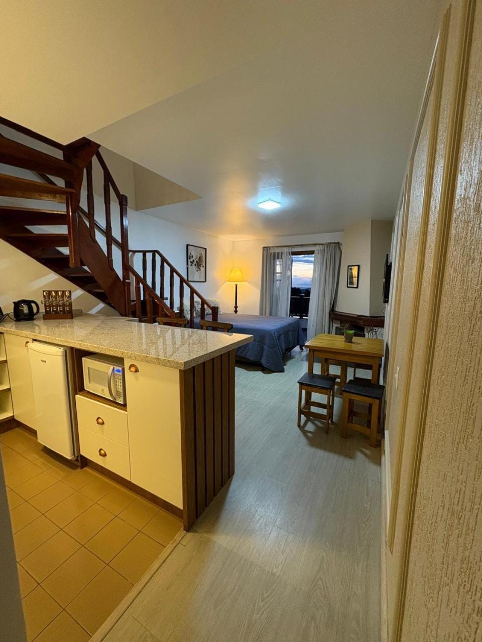 Living room, kitchen
