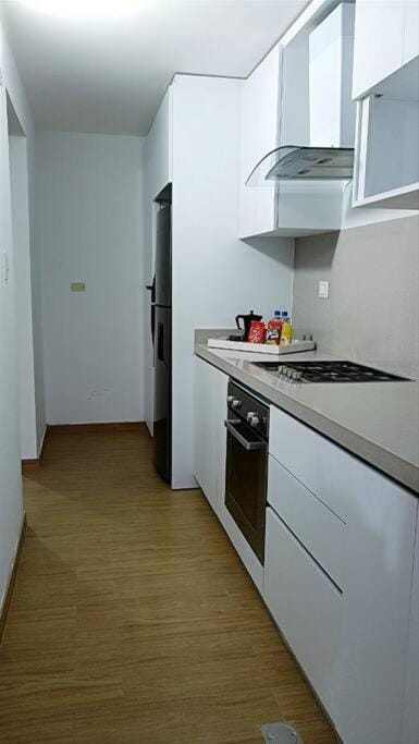 Kitchen or kitchenette, oven, stove