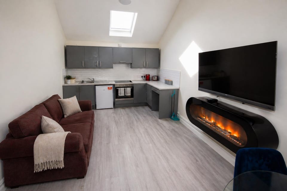 Living room, fireplace