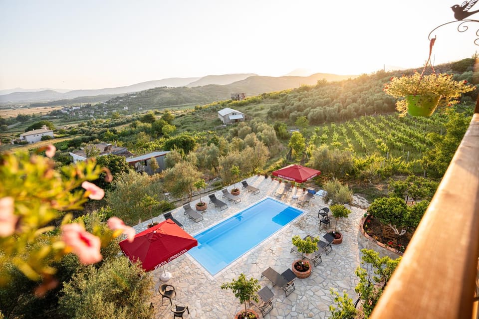 Patio, Spring, Day, Natural landscape, Garden, Garden view, Mountain view, Pool view, Swimming pool, sunbed