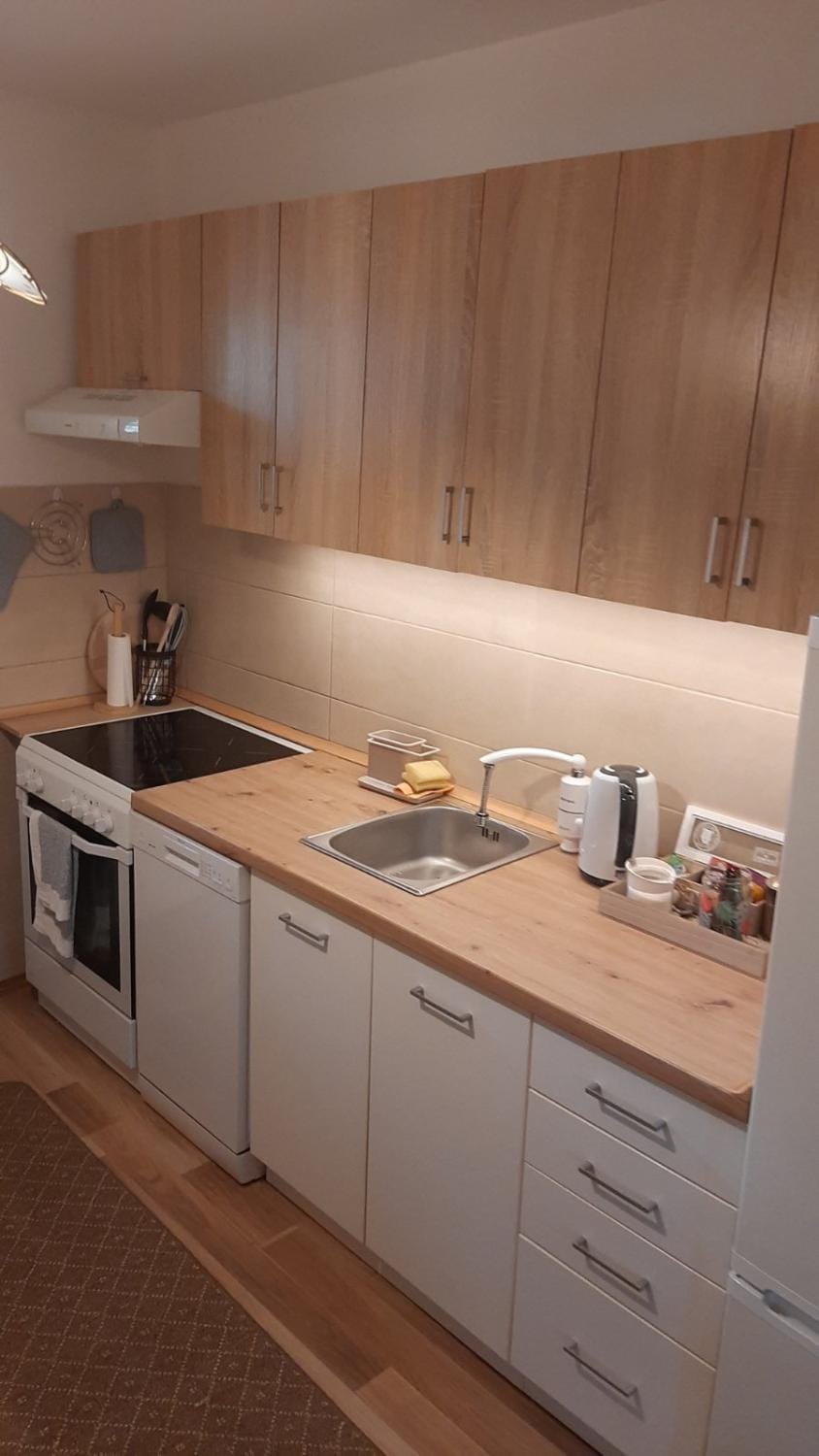 Kitchen or kitchenette, dishwasher