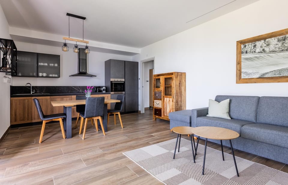 Kitchen or kitchenette, Living room, Dining area, stove