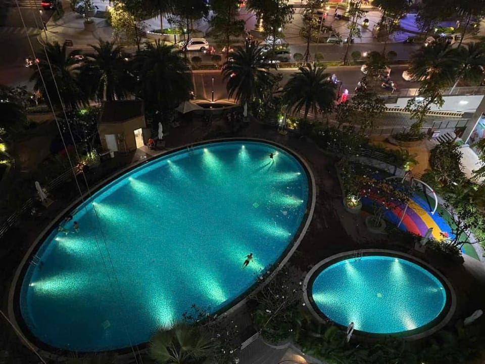 Night, Bird's eye view, Pool view, Swimming pool
