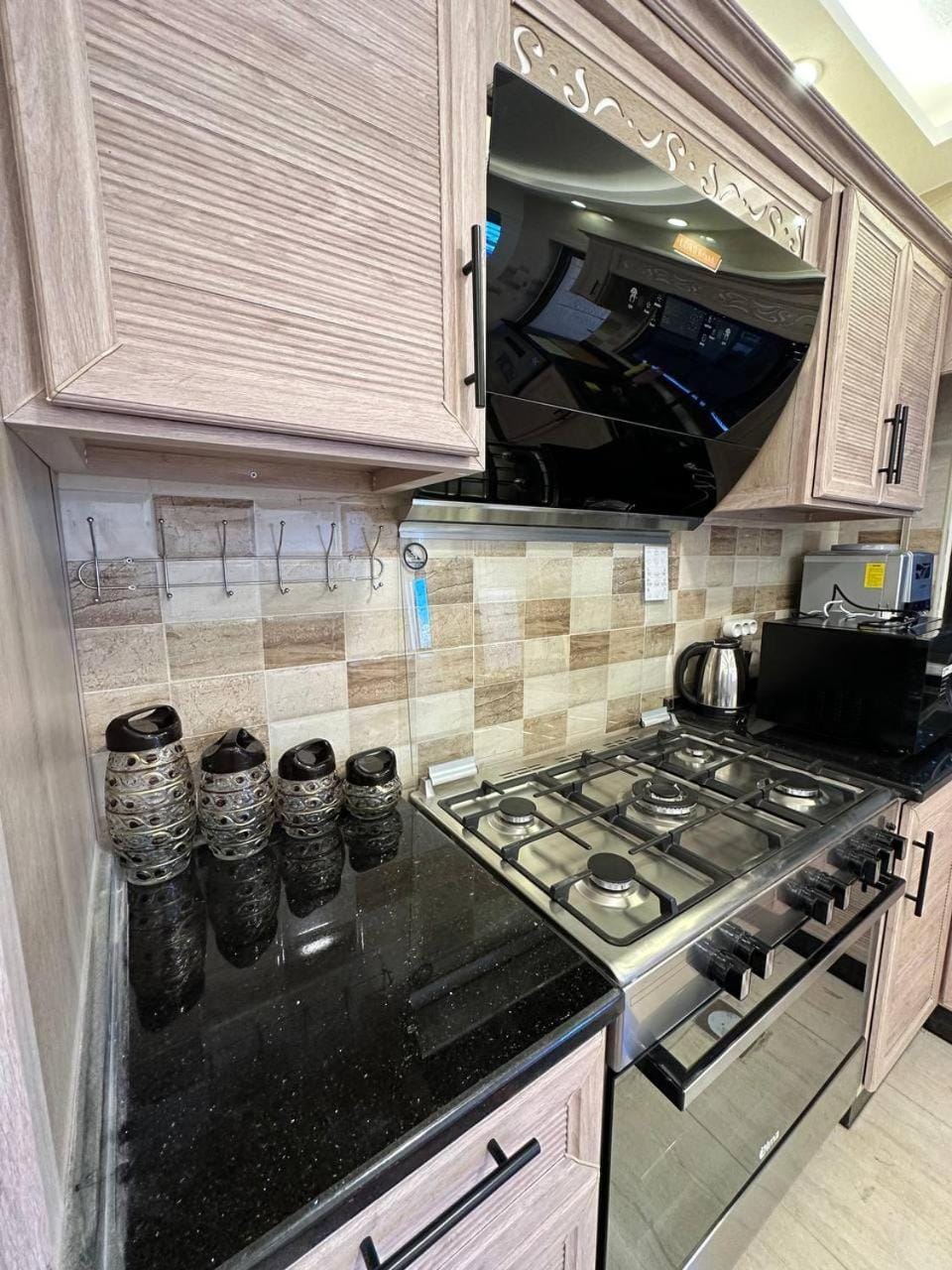 Kitchen or kitchenette, stove