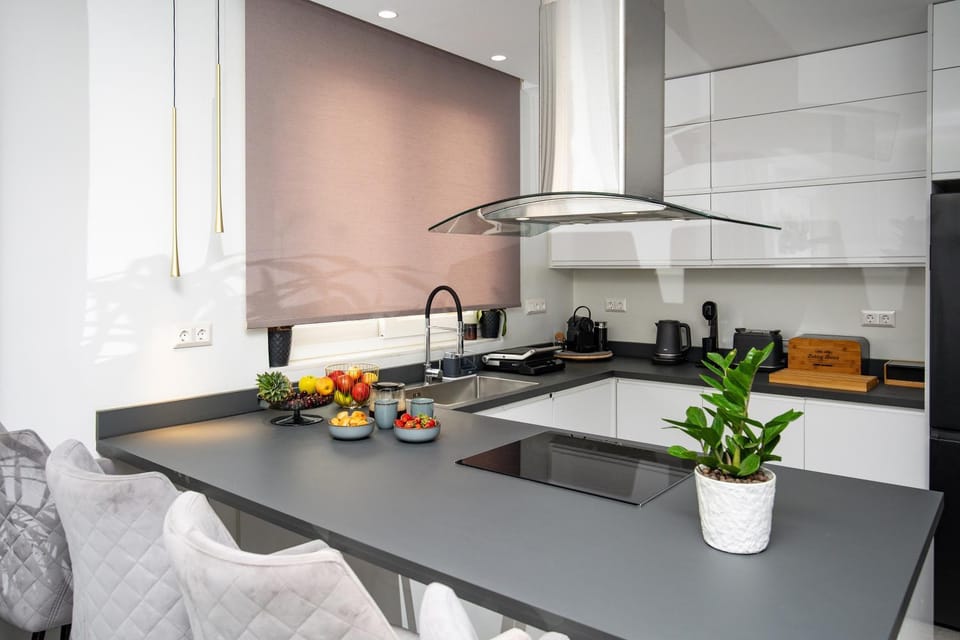 Dining area, stove, kitchen