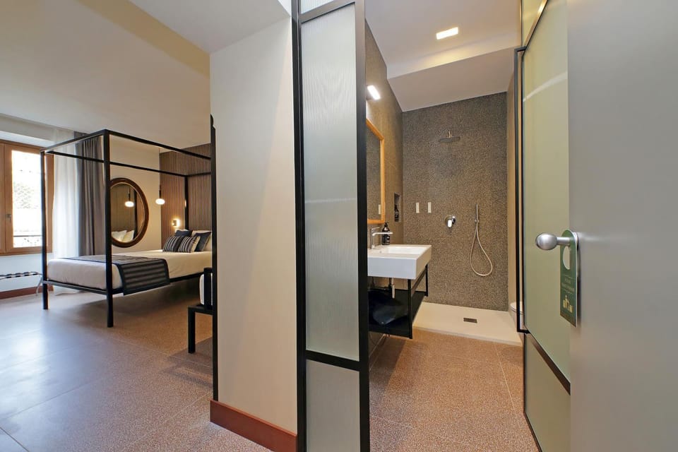 Shower, Bed, Bathroom, Bedroom