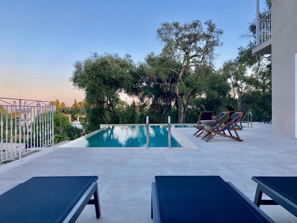 Patio, Natural landscape, Pool view, Swimming pool, sunbed