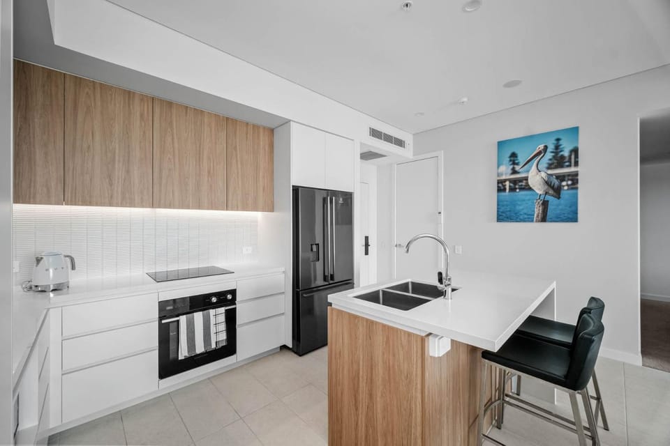 Kitchen or kitchenette, oven, air conditioner