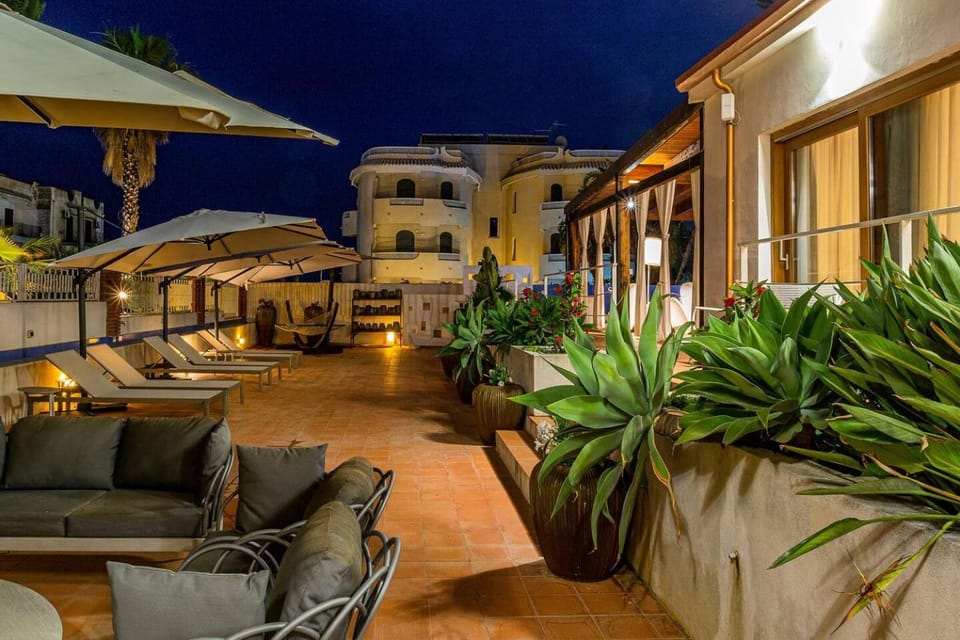 Property building, Patio, Night, View (from property/room), Balcony/Terrace
