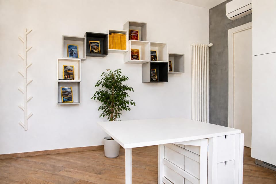 Library, kitchen