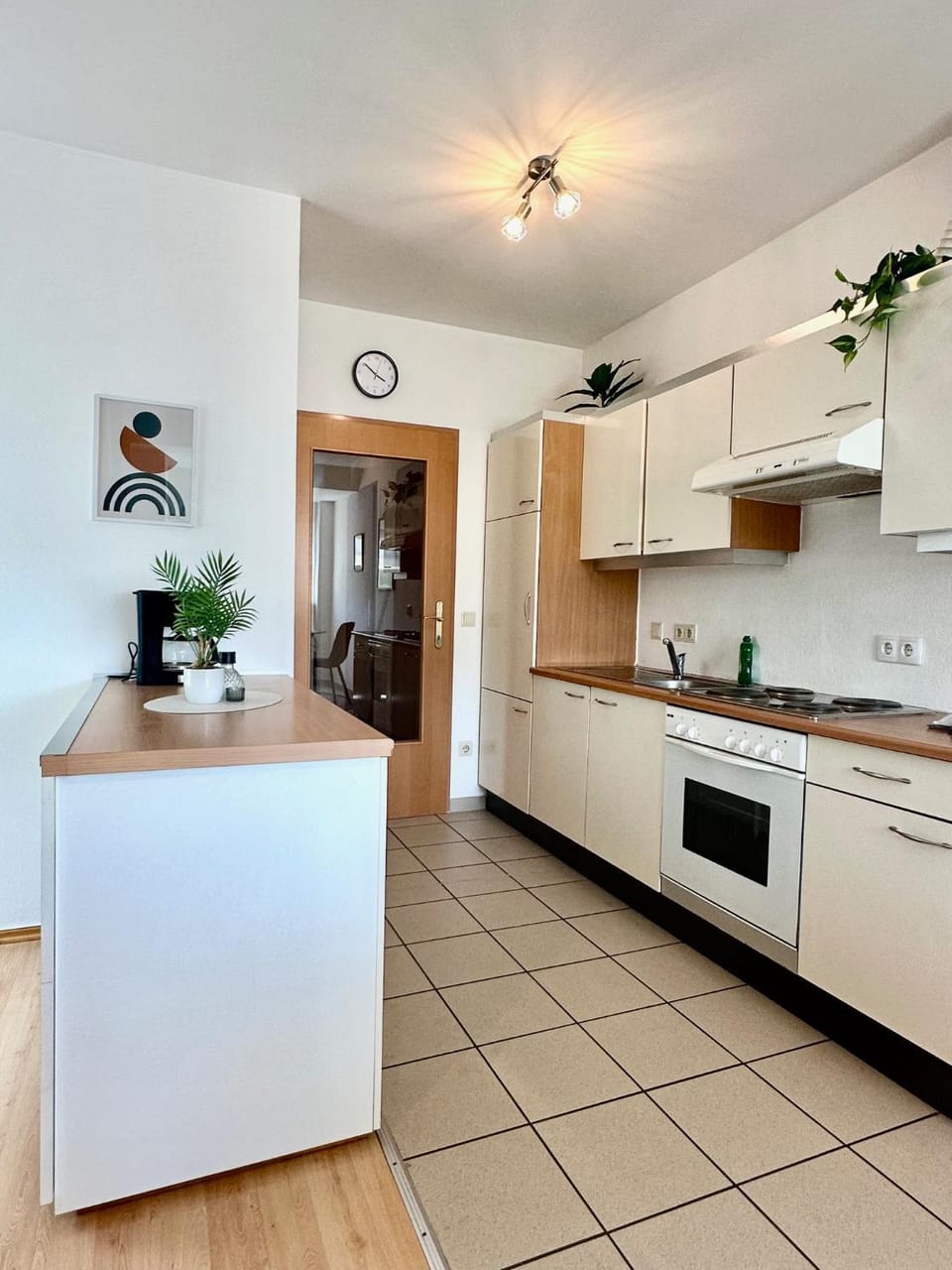 Kitchen or kitchenette, dishwasher, oven, stove