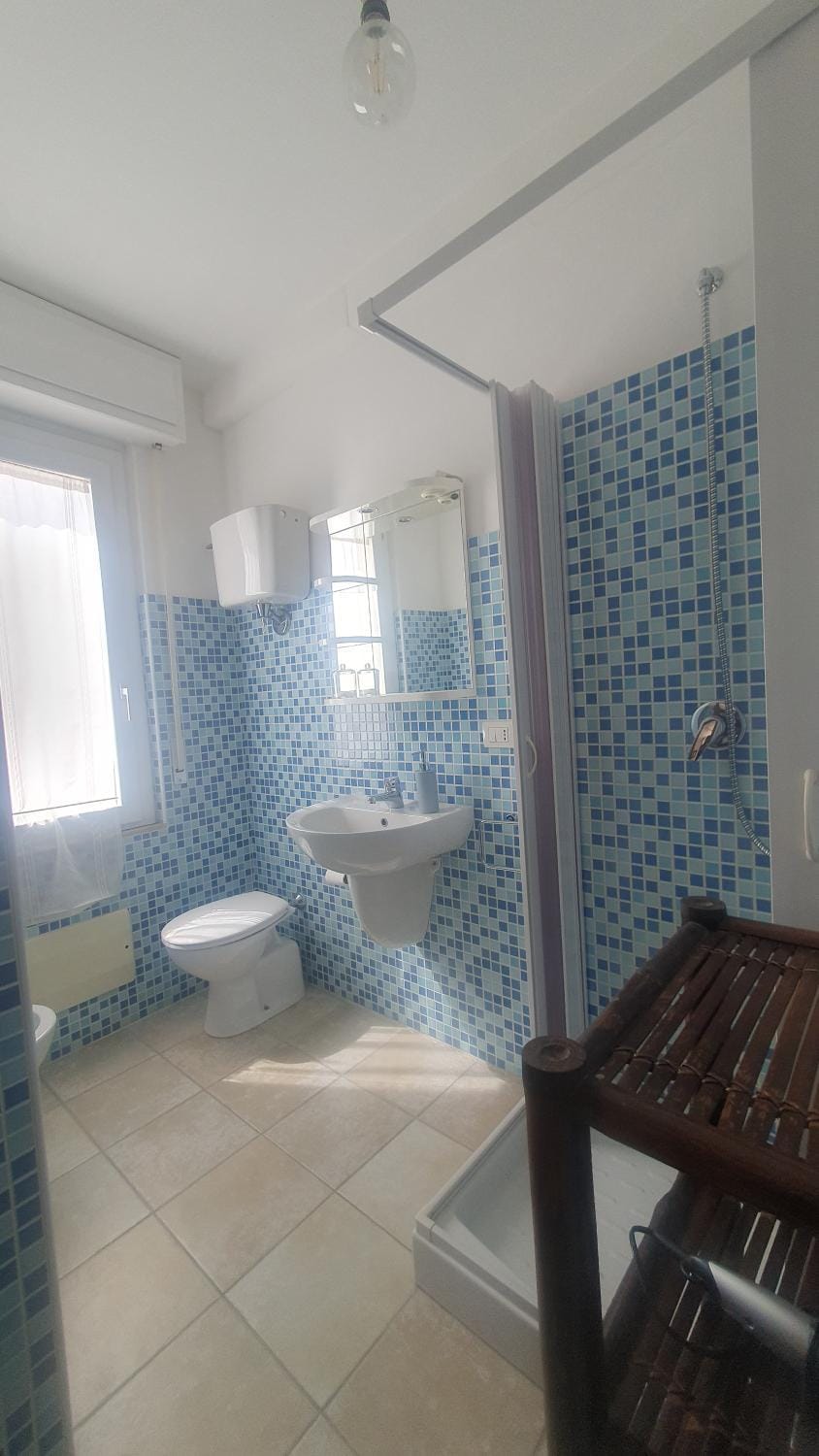 Shower, Toilet, Bathroom, bidet, hair dryier, towels