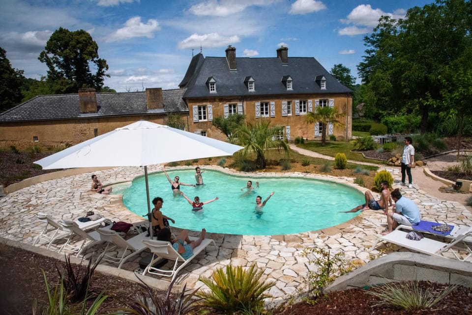 Property building, Living room, Swimming pool