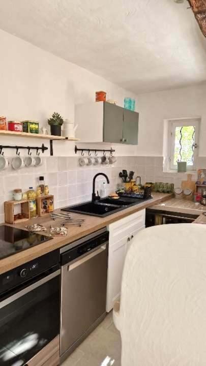 Kitchen or kitchenette, dishwasher, stove
