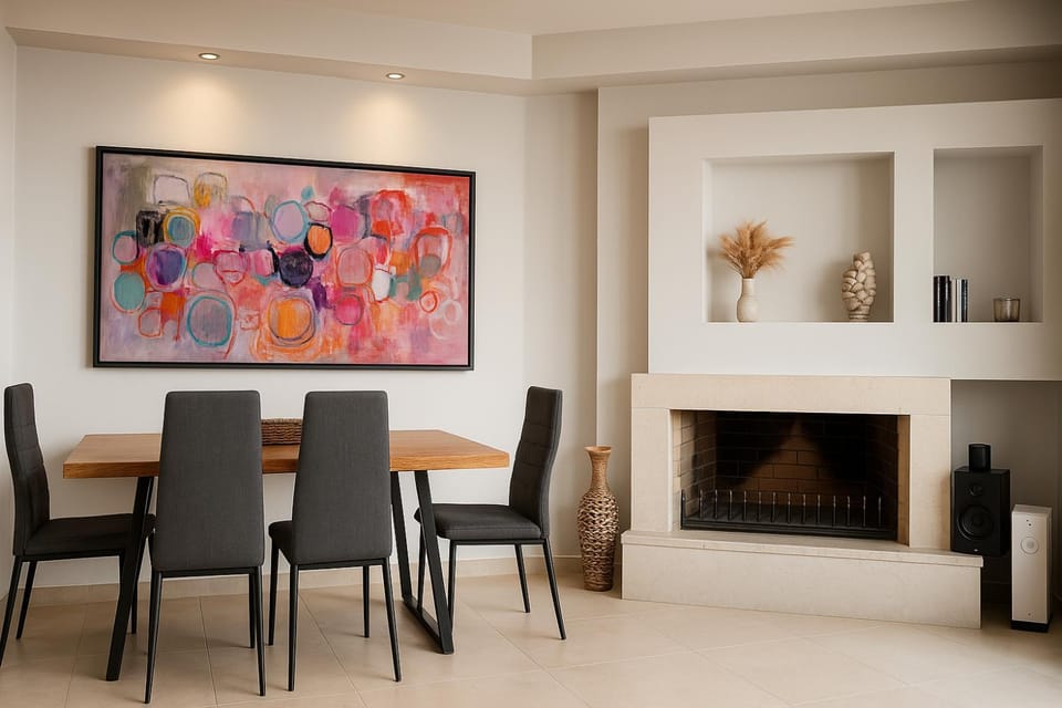 Living room, fireplace