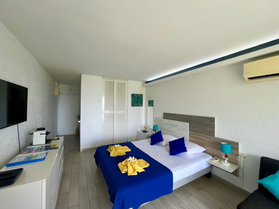 View (from property/room), Photo of the whole room, Sea view, towels, air conditioner