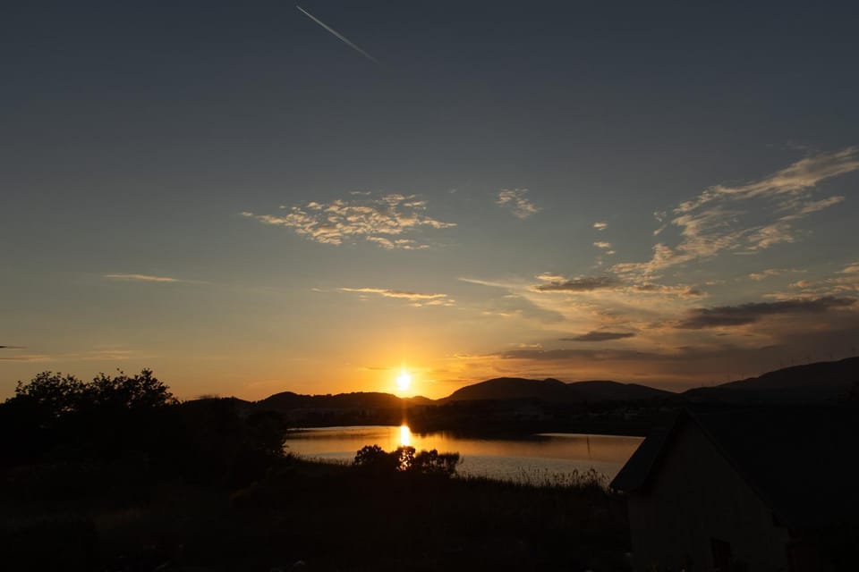 Nearby landmark, Natural landscape, Mountain view, River view, Sunset