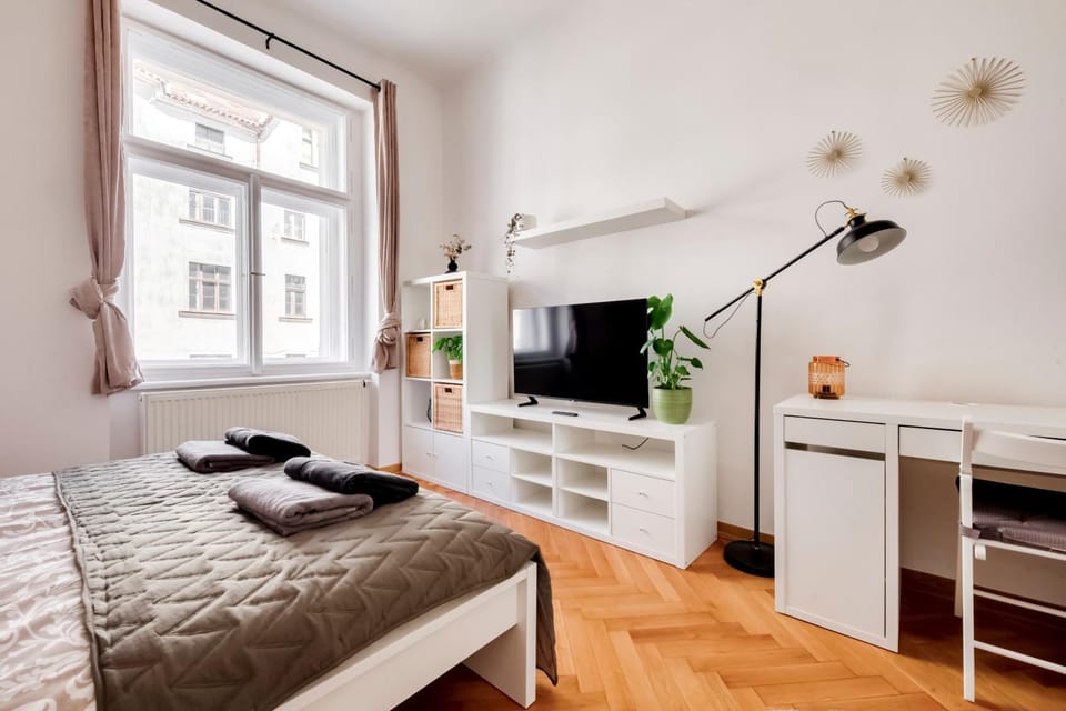 Communal lounge/ TV room, Bed, TV and multimedia, Kitchen or kitchenette, Living room, Photo of the whole room, Seating area, Evening entertainment, Bedroom