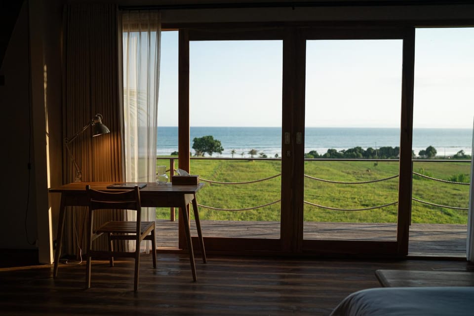 Bed, Day, Natural landscape, View (from property/room), Balcony/Terrace, Bedroom, Sea view