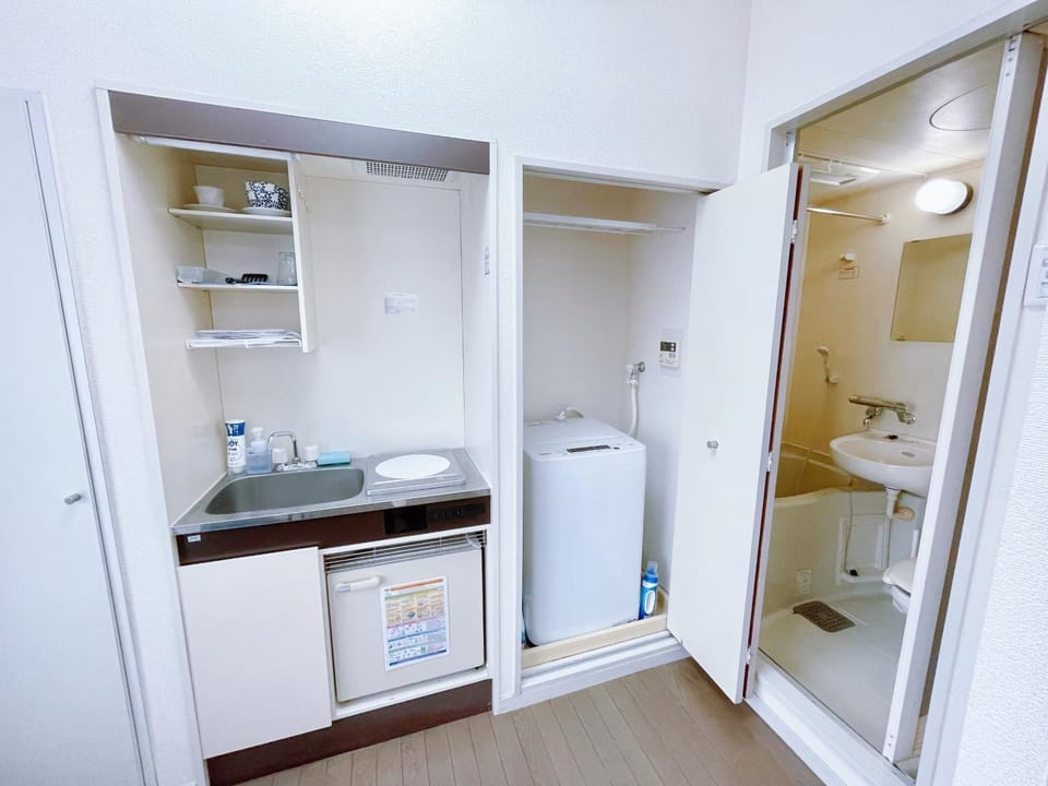 Kitchen or kitchenette, washing machine