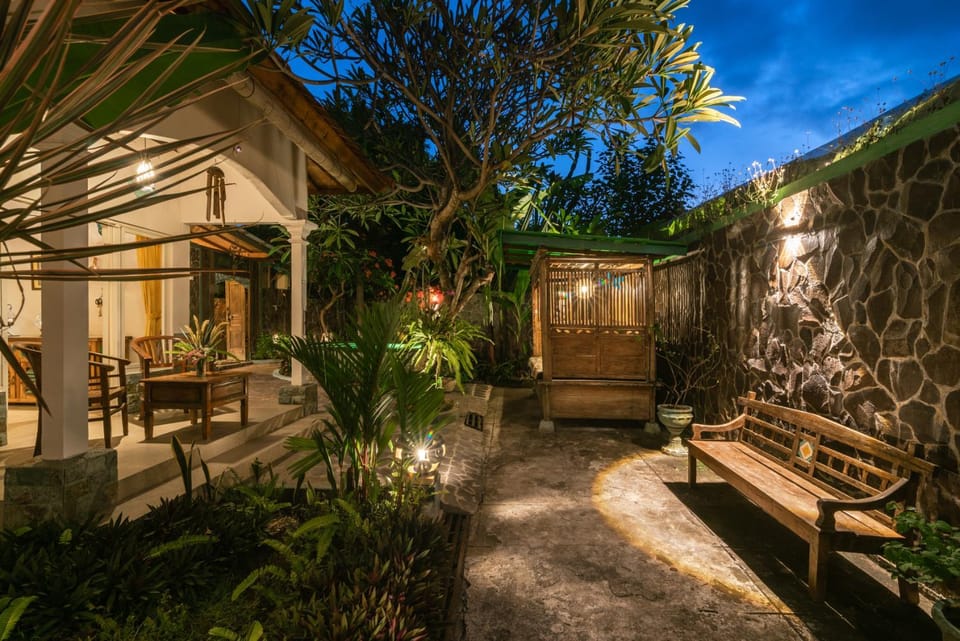 Property building, Night, Garden, Garden view