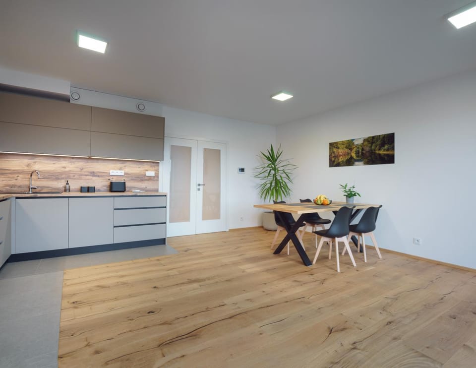Kitchen or kitchenette, Living room, Seating area, Dining area, stove
