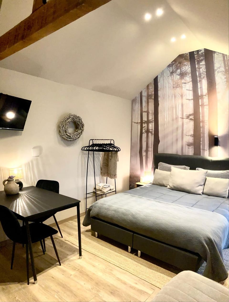 Bed, TV and multimedia, Living room, Bedroom