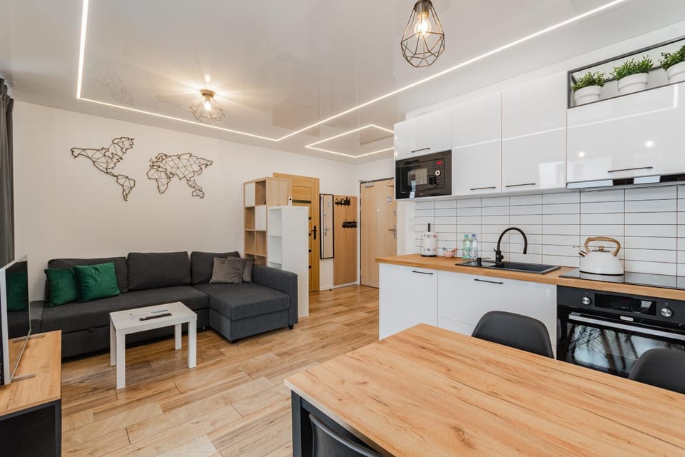 Kitchen or kitchenette, Living room, Seating area, stove