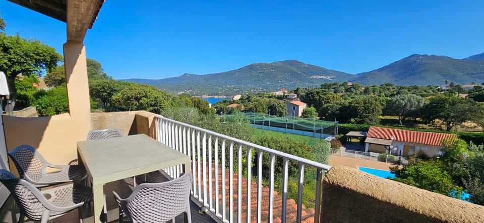 Property building, Patio, Nearby landmark, Day, View (from property/room), Balcony/Terrace, Dining area, Mountain view, Pool view, Sea view, Swimming pool
