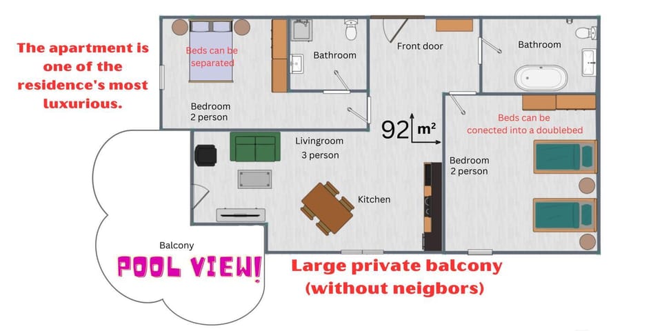 Apartment Bella - 3 pools, 2 bedrooms & 2 bathrooms Apartment in Sunny Beach