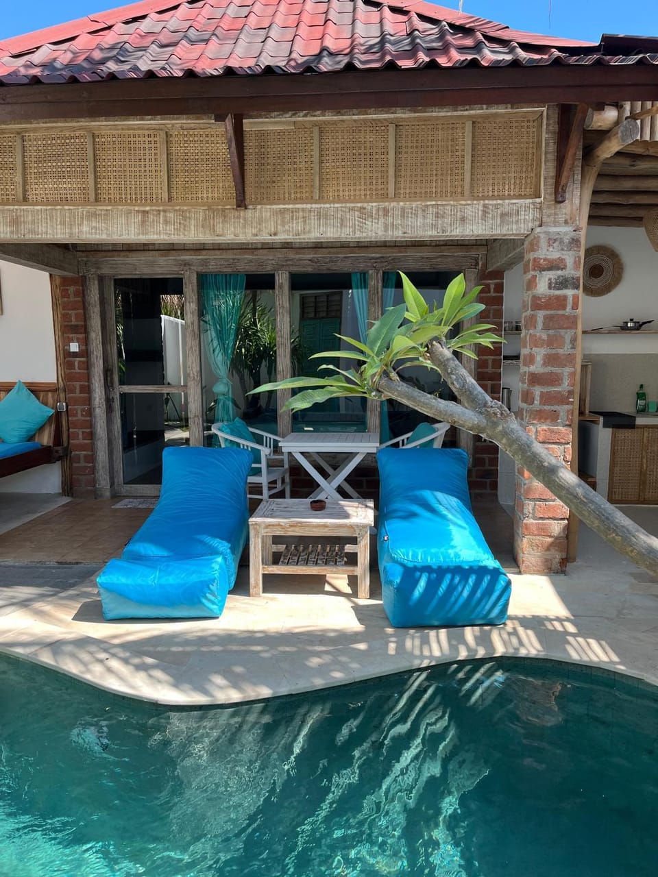 Patio, Seating area, Pool view
