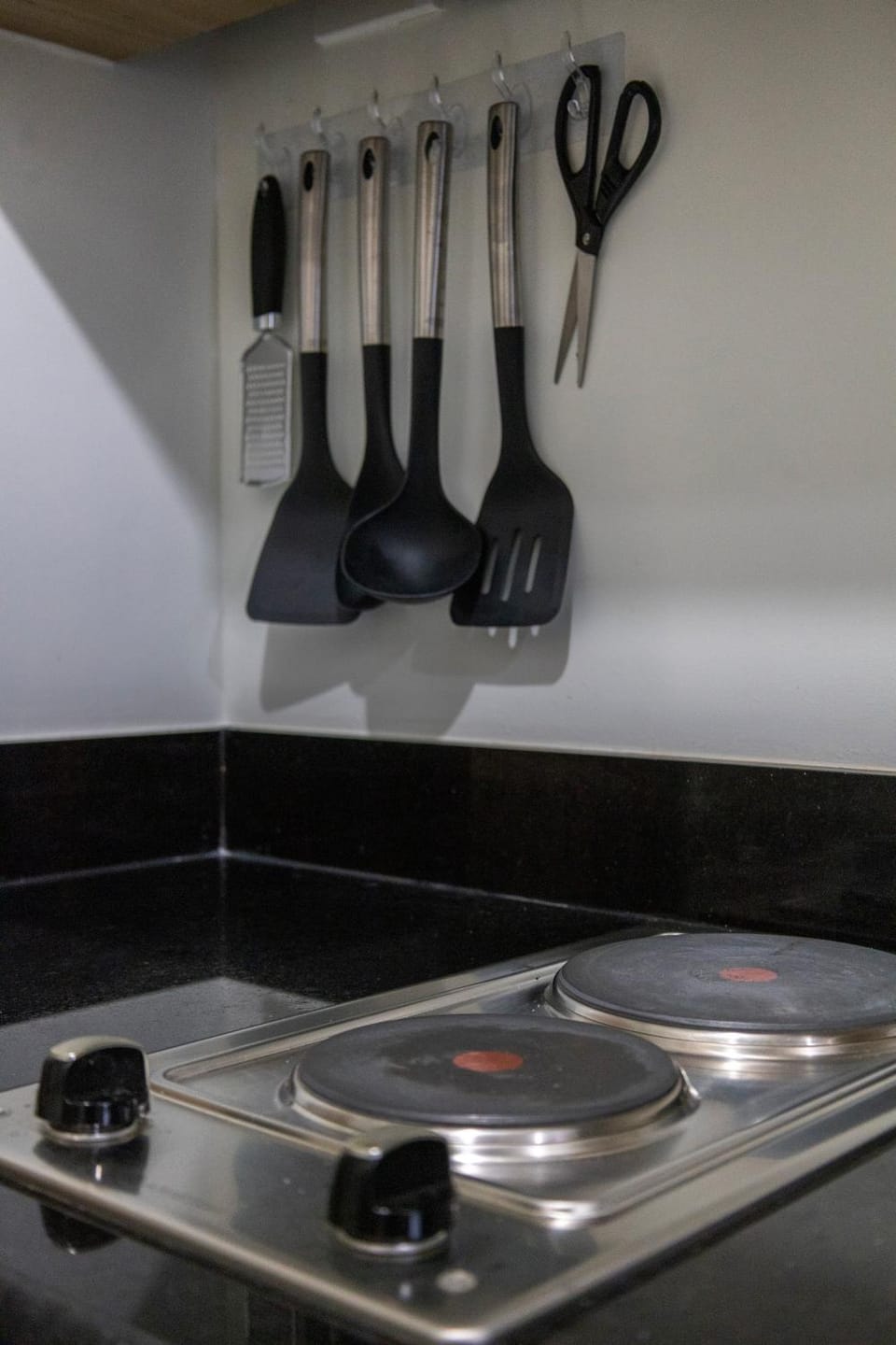 Kitchen or kitchenette, stove
