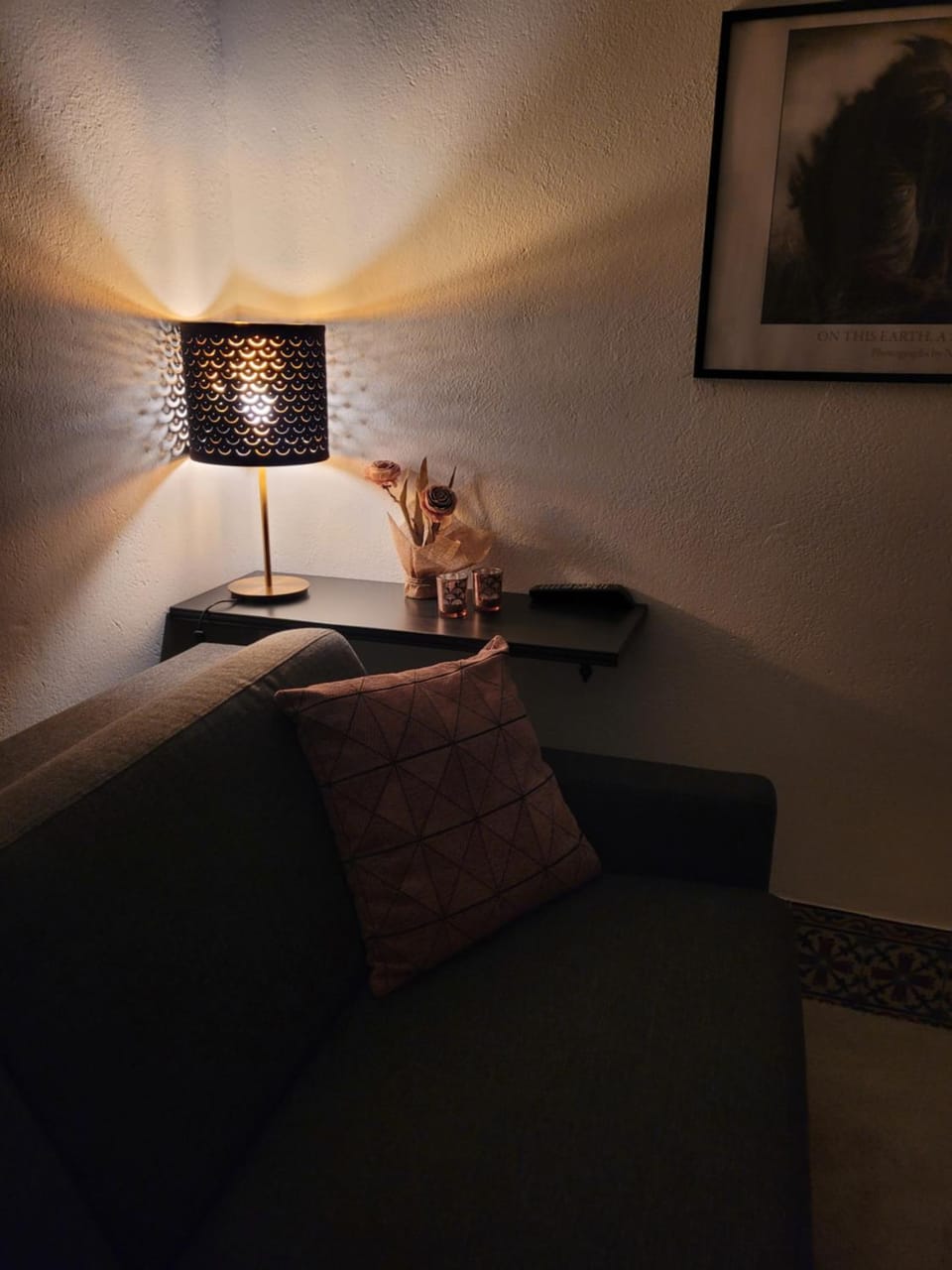 Night, Living room, Seating area, Bedroom