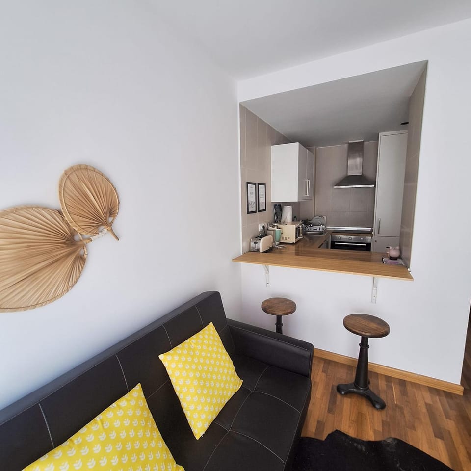 Kitchen or kitchenette, Living room, Seating area, Dining area, stove, toaster