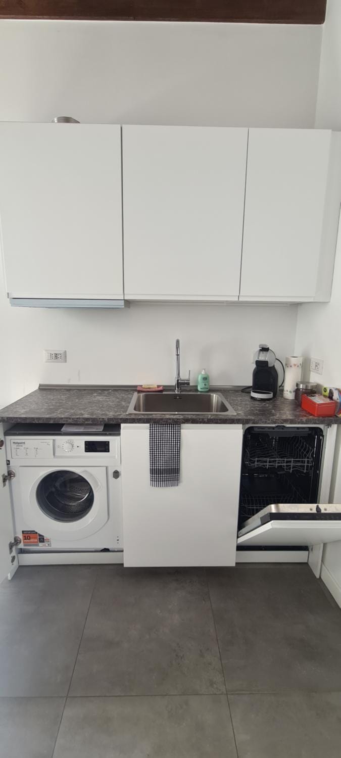Kitchen or kitchenette, dishwasher, washing machine