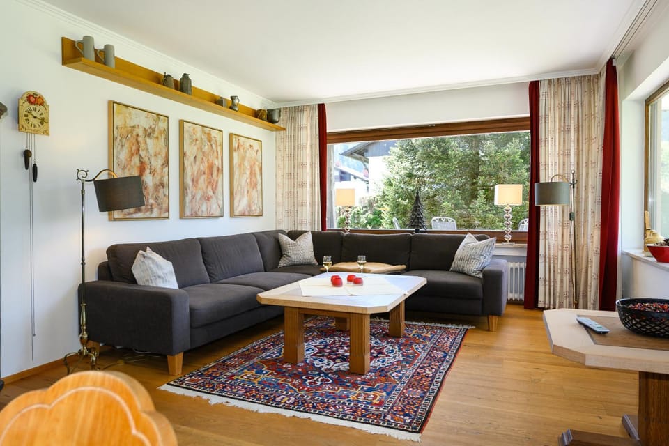 Living room, Seating area, Garden view