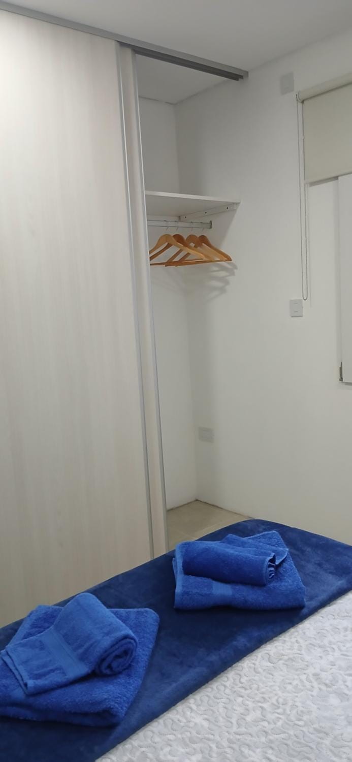 Bedroom, towels, wardrobe