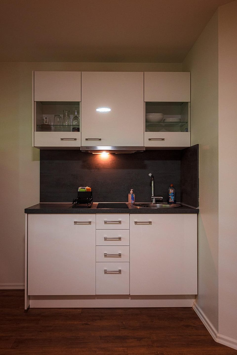 Kitchen or kitchenette, stove