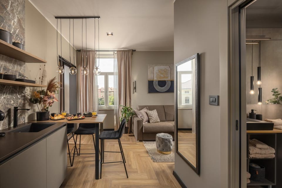 Kitchen or kitchenette, Living room, Dining area