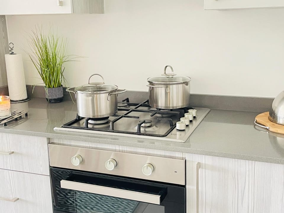 Kitchen or kitchenette, stove