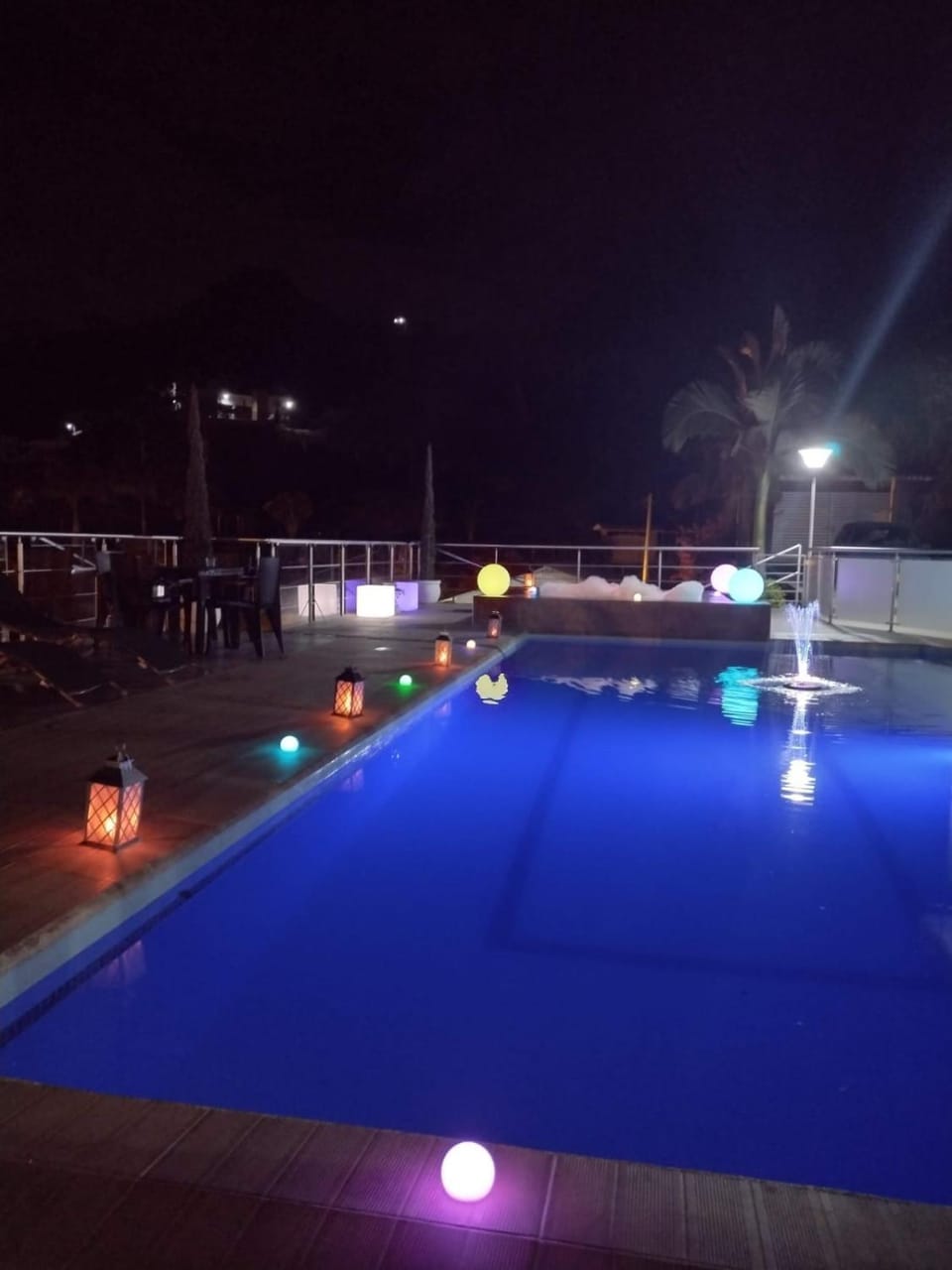 Night, Pool view, Swimming pool