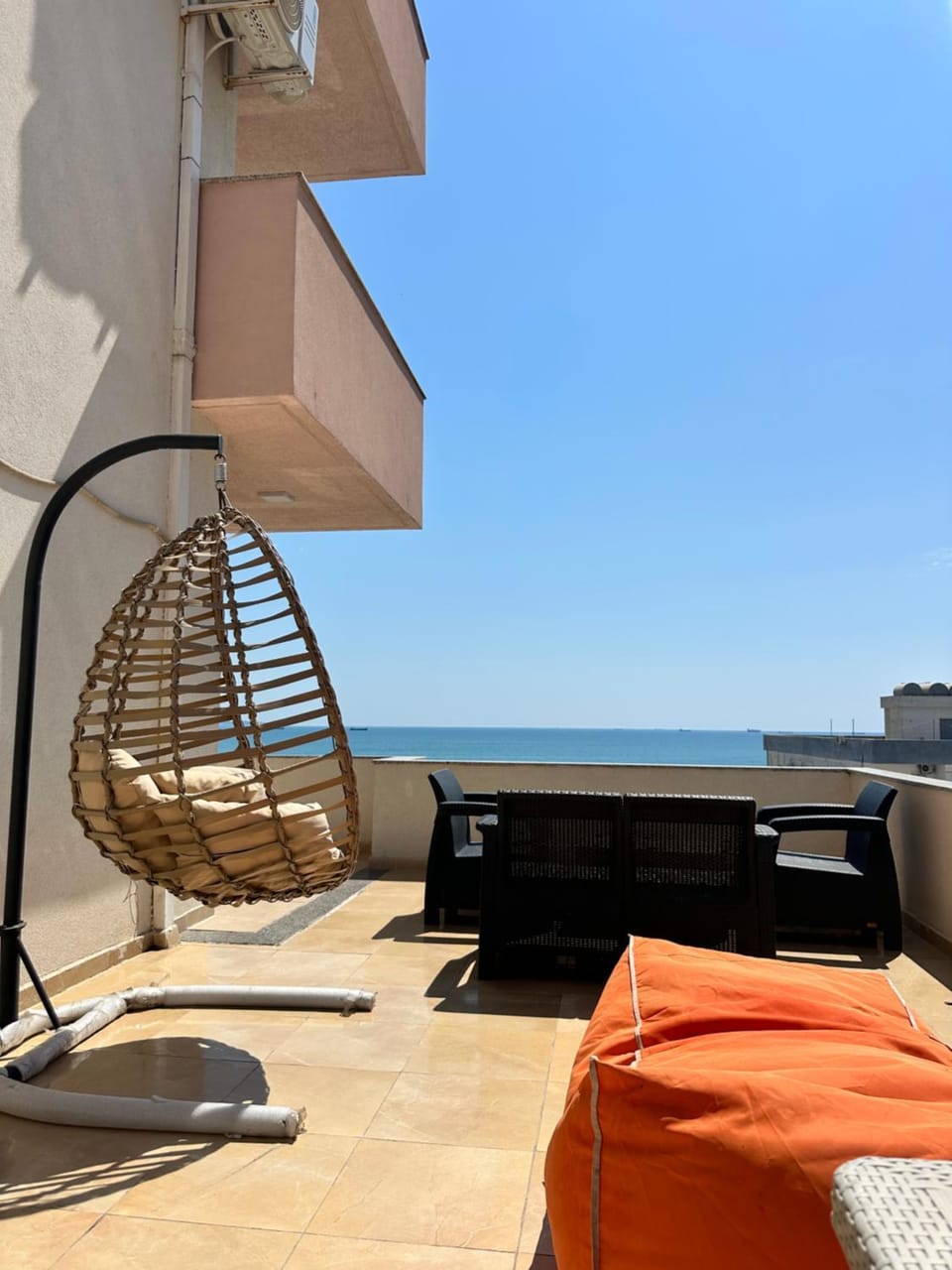 Day, View (from property/room), Balcony/Terrace, Seating area, Sea view, sunbed