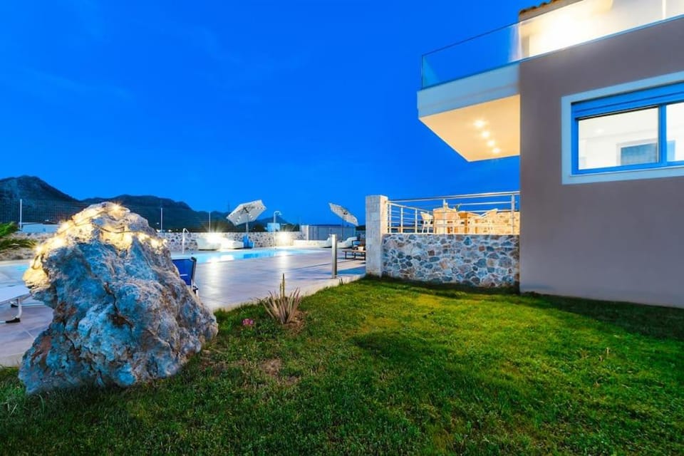 Property building, Night, Garden